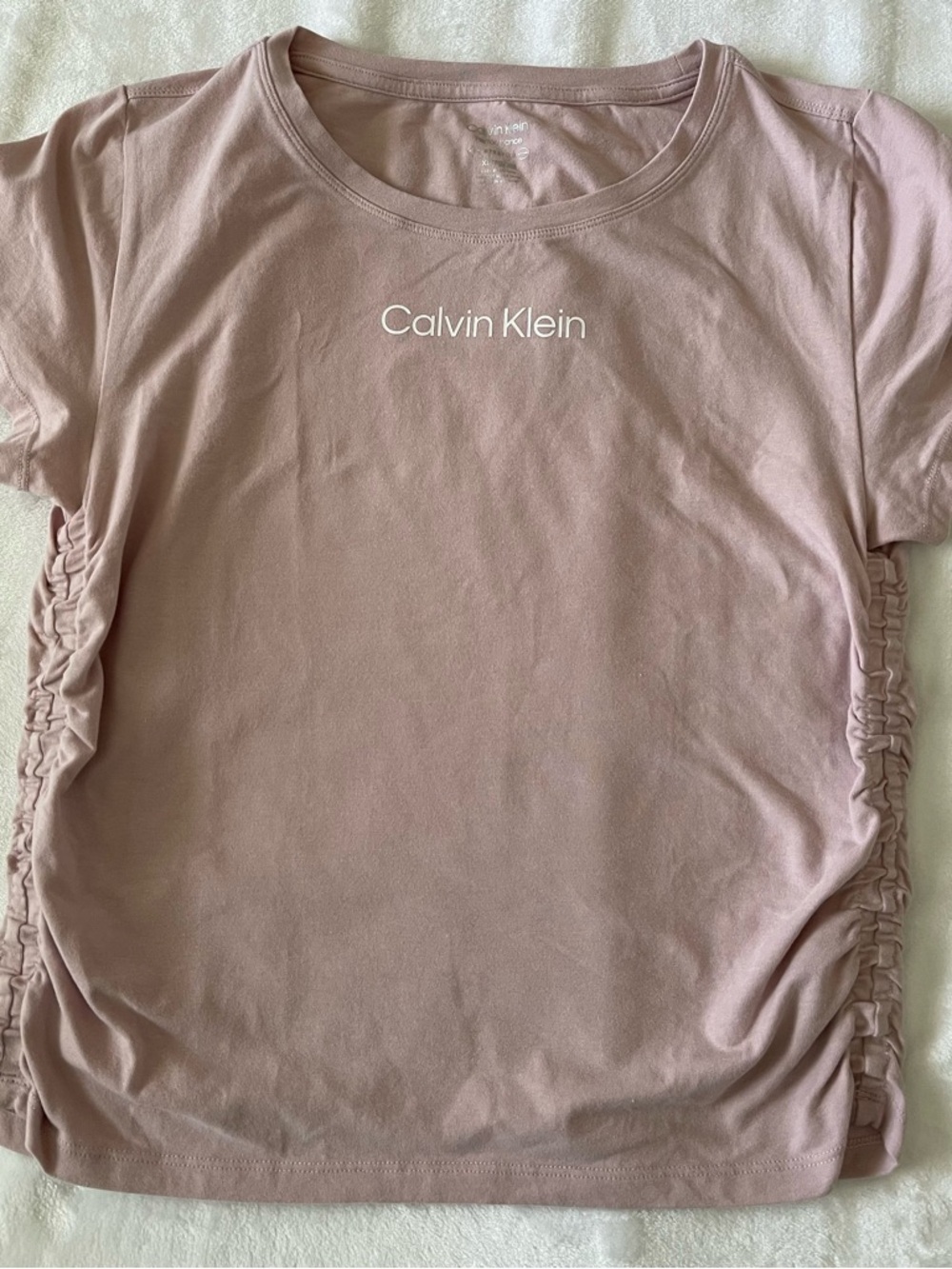 Calvin Klein Dusty Rose Ruched Short Sleeve Tee